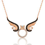 925 Ayar Gümüş Tek Taş Melek Kadın Gümüş Kolye