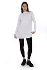Viskon Dik Yaka Tunik -Beyaz