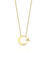 14 Ayar Altın Taşlı Yıldız Detaylı Ay Yıldız Kolye