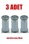 LUDIA Metal Ayarlanabilir 3 Adet Mobilya Ayağı Metal Tablalı 8cm