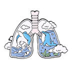 Deniz Ve Balık Desenli Akciğer Şeklinde Medikal Broş P0691