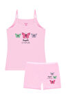 Öts Kız Çocuk Atlet Boxer Likralı Pembe Kelebek (%96 Pamuk - %4 Elastan)