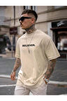 Erkek Believer Baskılı Oversize T-shirt