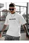 Erkek Believer Baskılı Oversize T-shirt
