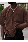 Erkek Brooklyn Kabartma Baskılı Oversize T-Shirt