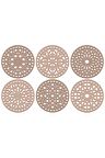 Ahşap Bardak Altlığı 6 lı Set 6 Farklı Desenli Bardak Altlığı