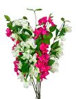 Yapay Çiçek 6Dal Mix Begonvil Çiçeği Fuşya Beyaz 80cm Tek Dal Bodrum Çiçeği Sarkan Çiçek