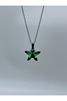 Paslanmaz Çelik Yeşil Zirkon Taşlı Yıldız Kolye
