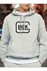 Lock Baskılı Kapüşonlu Cepli Sweatshirt