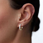 Altıgen Taşlı ve Sade Örüntü Küpe