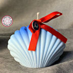 Uretti - Ayşe 7362 - El Yapımı Dekoratif İstiridye Şeklinde Mavi Mum - 6 x 9 cm