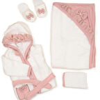 %100 Pamuklu Kız Bebek Bornoz Seti / Yenidoğan Bornoz Seti / Yenidoğan Bebek Hediyesi 0- 2 Yaş Kullanıma Uygundur Kutulu