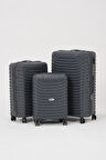 Keo-Plus Gri 3 lü Set Silikon Kırılmaz PP Valiz