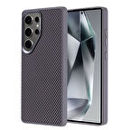 Samsung Galaxy S25 Ultra Kılıf Magsafe Şarj Özellikli Karbon Fiber Görünümlü Troy Kapak