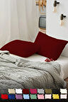 | Düz Pamuklu 2’li Bordo Yastık Kılıfı | 50 X 70 Cm Kapaklı |