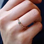 0.02 Karat Pırlanta, 0.09 Multi Safir Minimal Yüzük