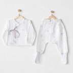 Andywawa AC25584 Magical Butterfly Müslin 2'Li Zıbın Takım White