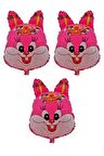 Pembe Tavşan 3 Adet Büyük Boy 40cmx53cm Folyo Balon (helyum) No:9