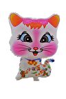 Beyaz Kedi Büyük Boy 41cmx54cm Folyo Balon (helyum) No:17