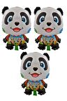Neşeli Panda 3 Adet Büyük Boy 41cmx60cm Folyo Balon (helyum) No:19
