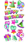 Sticker Kabartmalı Stiker Defter Planlayıcı Etiket (Lrk004)-17x9 cm- Doğum Günü, Balon