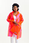 Glow Collection Neon Pembe Kadın Yağmurluk - Çantası ile