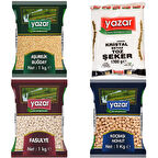 Yazar Aşure Paketi 1KG Fasulye+1KG Toz Şeker+1KG Nohut+1Kg Aşurelık Buğday=4 kg Toplam
