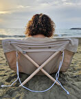 Askılı Katlanabilir Portatif Şezlong Bej Rengi | Sırt Dayanaklı Katlanabilir Plaj ve Piknik Örtüsü