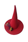 Cadı Şapkası Tül Detaylı Kırmızı