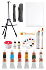 Opus 40 ml Yağlı Boya Seti 6 Renk 3 Ayaklı Şövale Seti Çantalı Metal Şövale 35x50 Tuval Fırça Seti