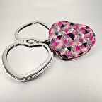 MORDİNO Pembe Üçgenler Kalp Cep Aynası