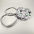 MORDİNO Beyaz Üçgenler Kalp Cep Aynası