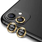 Apple iPhone 12 Mini Uyumlu CL-12 Premium Safir Parmak İzi Bırakmayan Anti-Reflective Kamera Lens Koruyucu Gold