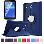 Samsung Galaxy Tab 3 Lite 7.0 T110 Uyumlu Tablet Kılıf 360 Dönebilen Standlı Kılıf Lacivert