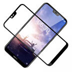 Nokia X6 Uyumlu Kenarları Kırılmaya Dayanıklı Cam Ekran Koruyucu Siyah