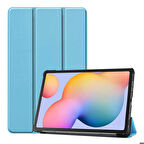Samsung Galaxy Tab S6 Lite P610 Uyumlu Tablet Kılıfı Smart Cover Standlı Kılıf Mavi