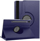 Samsung Galaxy Tab S7 Plus T970 Uyumlu Tablet Kılıfı 360 Dönebilen Standlı Kılıf Lacivert