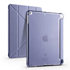 Apple iPad 9.7 2018 (6.Nesil) Uyumlu Tablet Kılıfı Tri Folding Kalem Bölmeli Kılıf Mor
