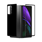 Samsung Galaxy Z Fold 2 Uyumlu Ön Arka 5D Full Yapışkanlı Temperli Ekran Koruyucu Siyah