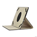 Unik Universal 11 İnç Uyumlu Tablet Kılıfı Dönebilen Standlı PU Suni Deri Kılıf Gold