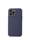 Apple iPhone 12 Pro Max Uyumlu Kılıf Leathersafe Wireless Kapak Lacivert