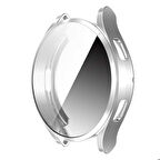 Samsung Galaxy Watch 4 40 Mm Uyumlu Kasa Koruyucu Silikon Darbe Emici Silikon Ekran Koruyucu Gard 02 Gümüş