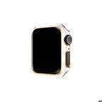 Apple Watch 38 Mm Uyumlu Kasa Koruyucu Renkli Şerit Tasarımlı Sert PC 360 Koruyucu Gard 06  Beyaz