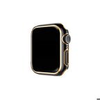 Apple Watch 40 Mm Uyumlu Kasa Koruyucu Renkli Şerit Tasarımlı Sert PC 360 Koruyucu Gard 06  Siyah