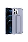 Apple iPhone 12 Pro Max Uyumlu Kılıf Qstand Kapak Gri