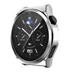 Huawei Watch GT 3 Pro 43 Mm Kasa Koruyucu Silikon Darbe Emici Koruma Silikon Ekran Koruyucu Gard 02 Gümüş
