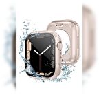 Apple Watch 44 Mm Uyumlu Kasa Ve Ekran Koruyucu Su Geçirmez 360 Tam Koruma Sert Pc Kapak Pembe