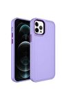 Apple iPhone 13 Pro Max Uyumlu Kılıf Metal Çerçeve ve Buton Tasarımlı Sert Botox Kapak Lila