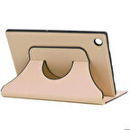 Lenovo Tab M8 Uyumlu Tablet Kılıfı Fest Dönebilen Standlı Pu Deri Kılıf Gold