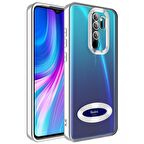 Xiaomi Redmi Note 8 Pro Uyumlu Kılıf Kamera Korumalı Logo Gösteren Omega Kapak Gümüş